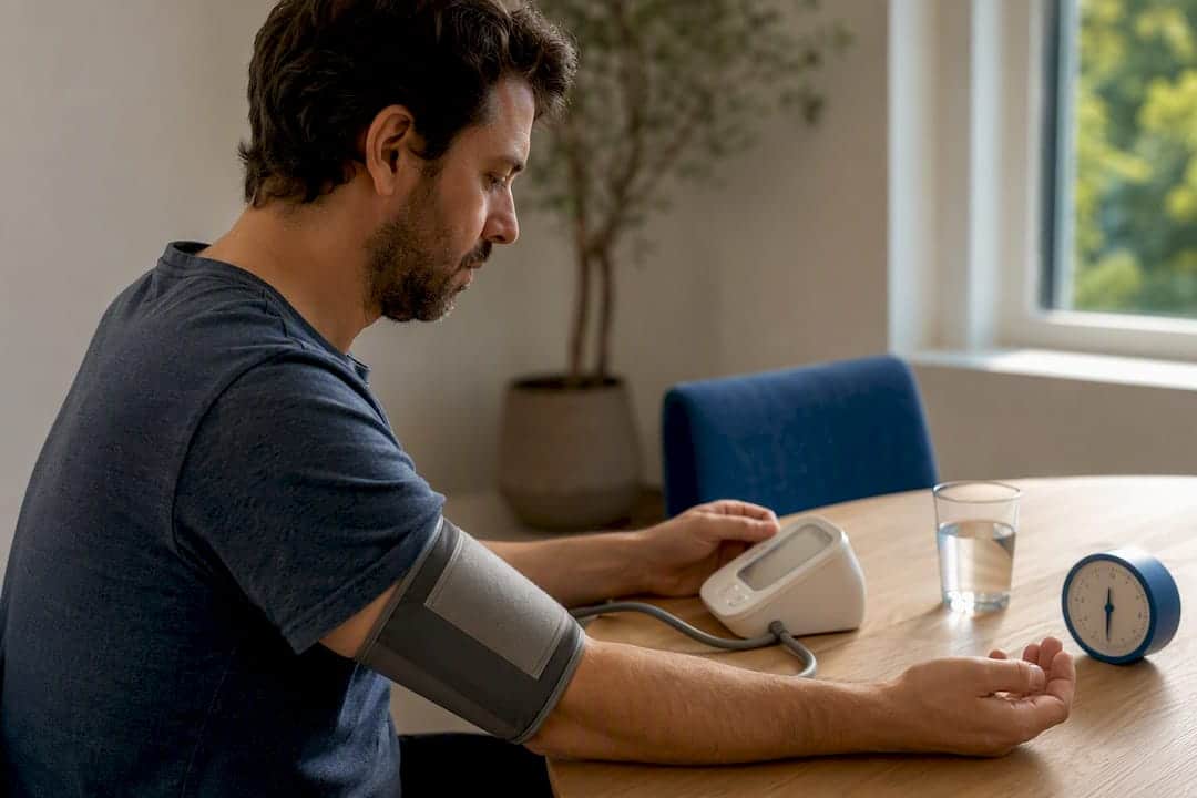 Adult Checking Blood Pressure At Home
