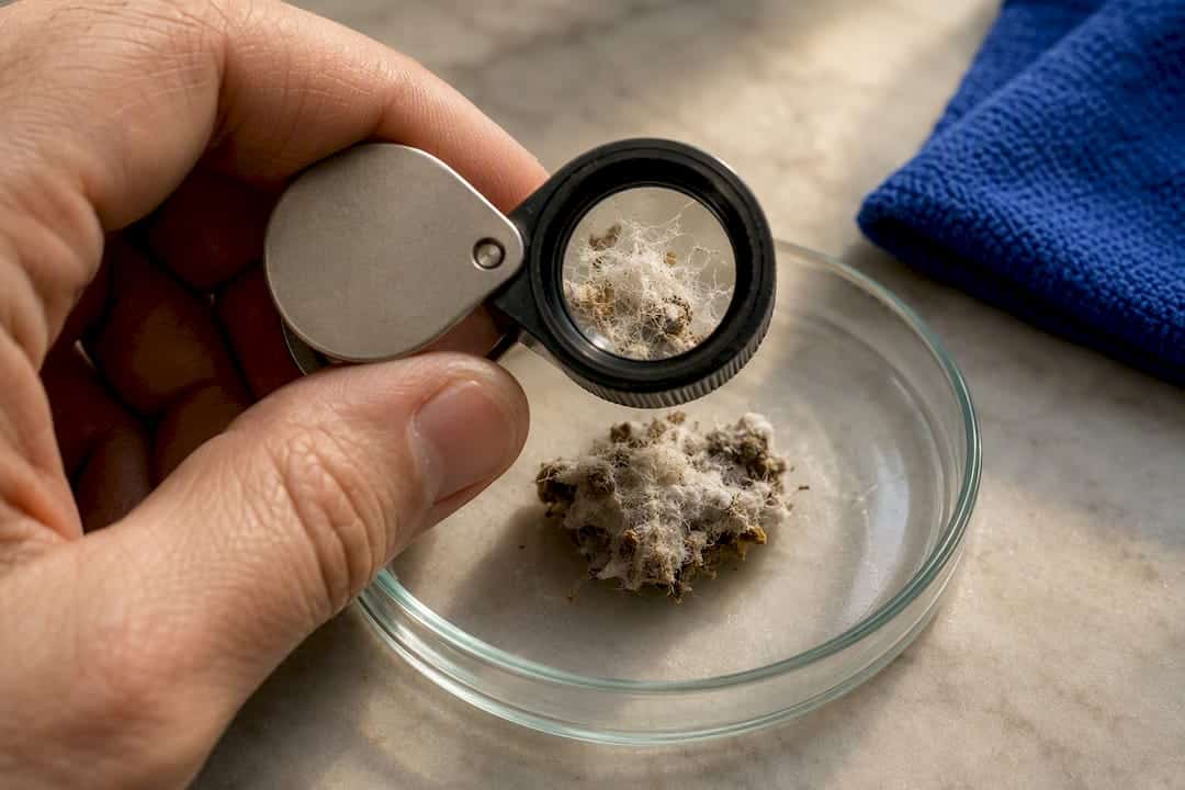 Loupe Examining Fine Mycelium Strands